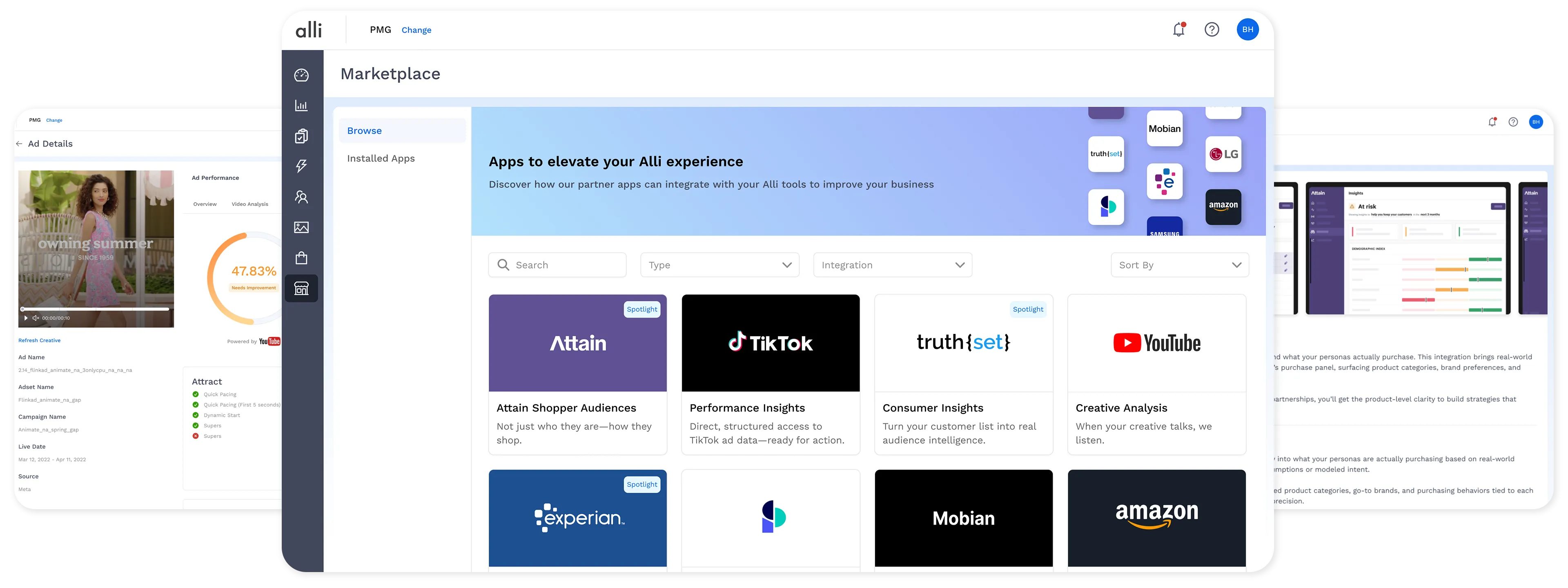 A newly designed ‘storefront’ interface welcomes Alli users into the App Exchange, a controlled environment where brands can experiment with leading and disruptive technologies within a transparent pricing model.
