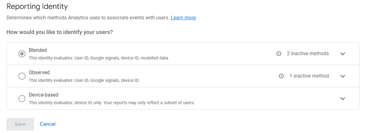 Reporting Identity Window