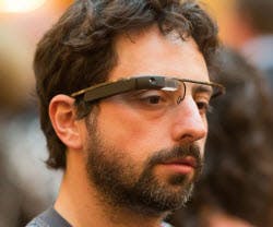 Some dude from Google wearing Google glasses.