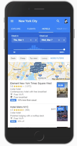 google travel experience on mobile