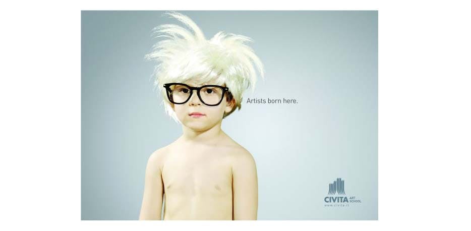 Civita Art School ad, Warhol artist-born-here