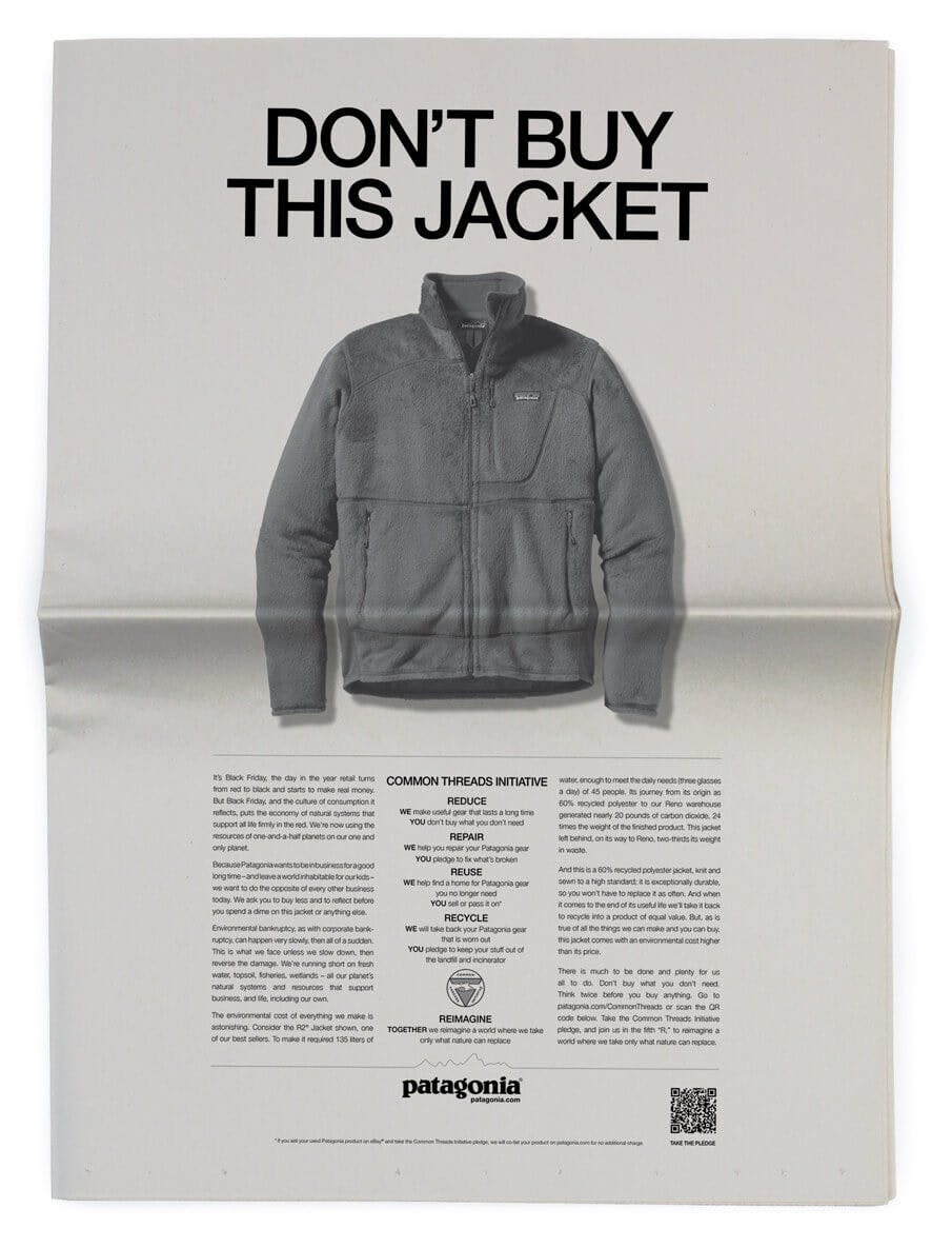 2011 Patagonia ad, as seen in the New York Times.﻿