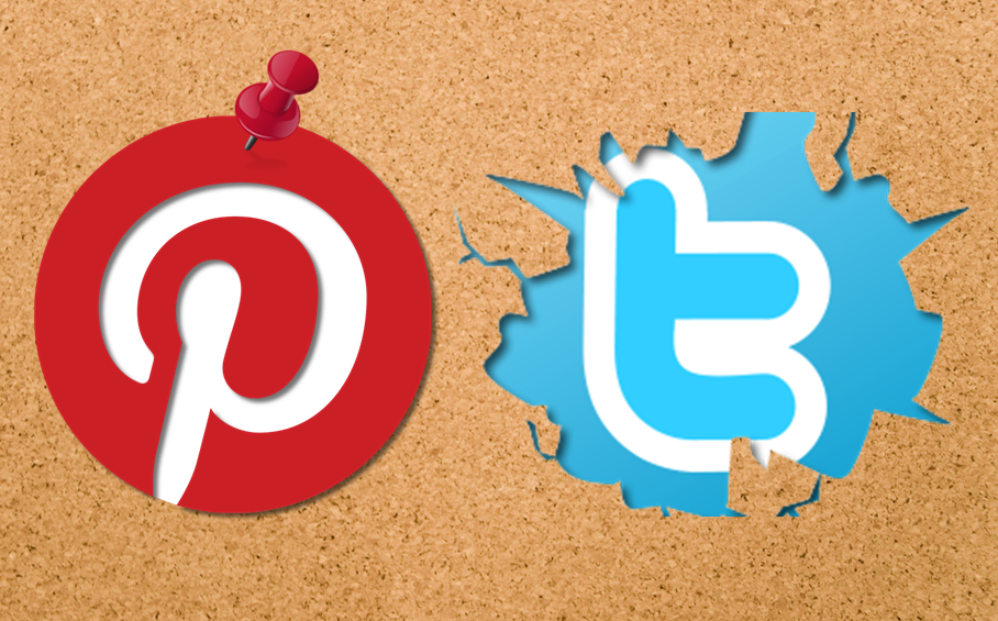 Pinterest-and-Twitter-Logos-on-Pinboard