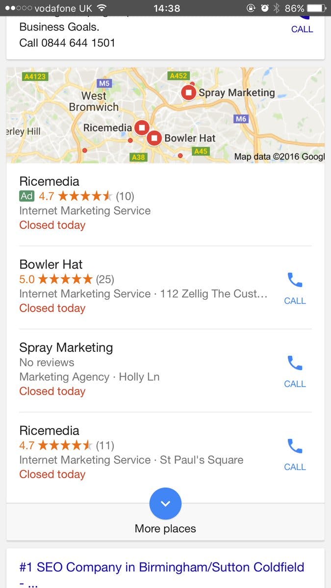 Google Paid Ad in the Local Pack