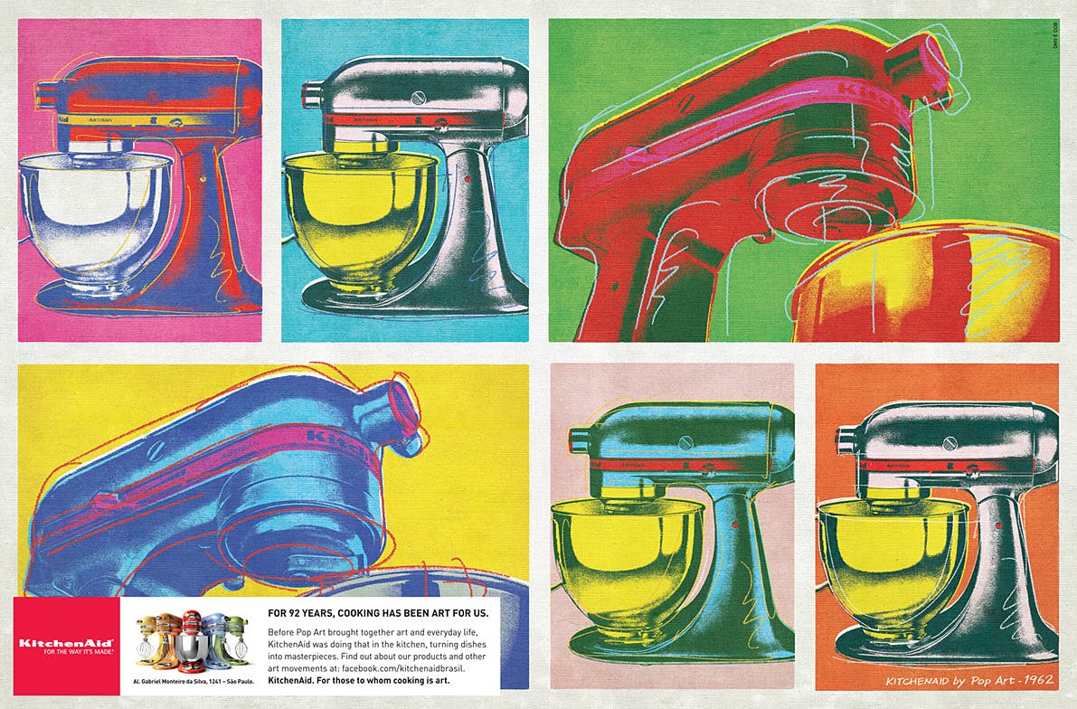KitchenAid ad inspired by Pop art in the style of Andy Warhol