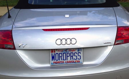 SEO License Plates: WORDPRSS (North Carolina)
