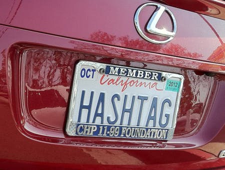 SEO License Plates: HASHTAG (California)