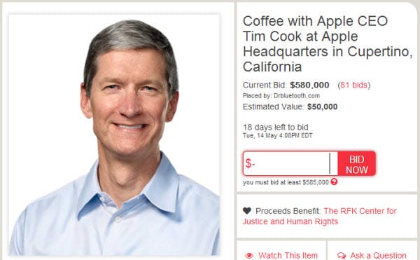 CharityBuzz.com Auction for Coffee with Apple CEO Tim Cook