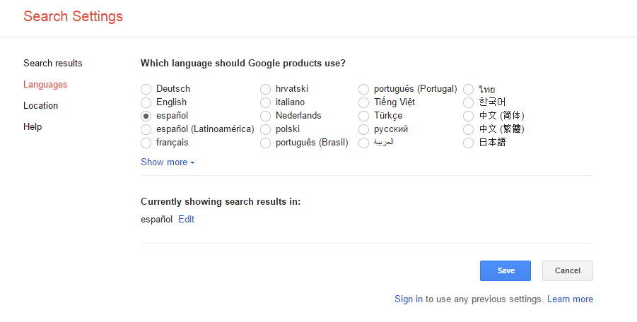Changing Your Language On Google